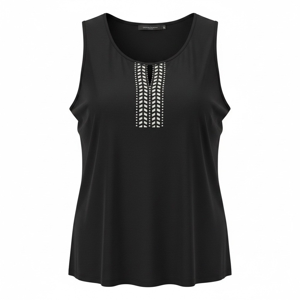 New Directions Woman Black White Laser Cut Sleeveless Top 2X NWT